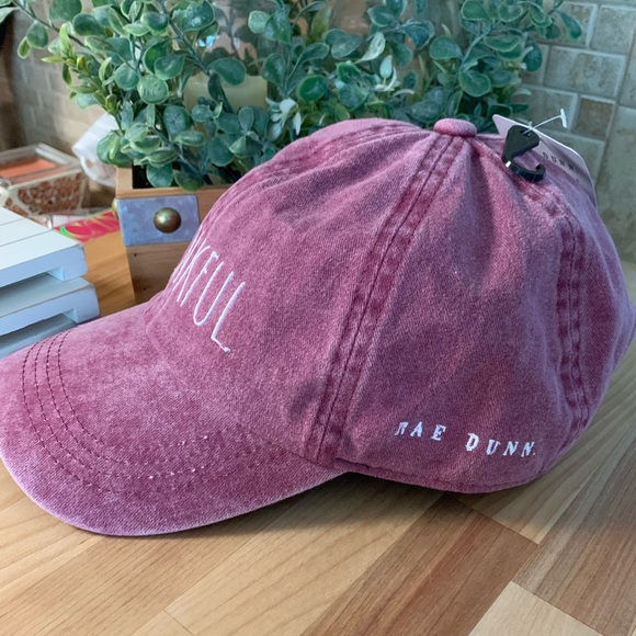 Rae Dunn “THANKFUL” LL Washed Burgundy Ball Hat - Picture 4 of 10